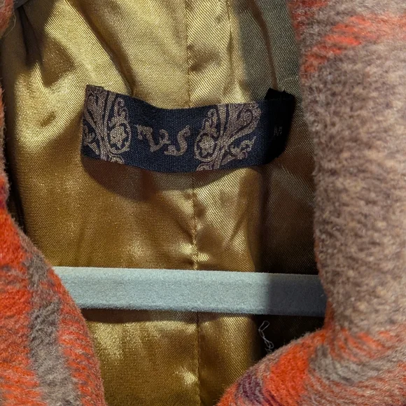 Elegant Plaid Trench Coat - Orange and Brown - Picture 6 of 9